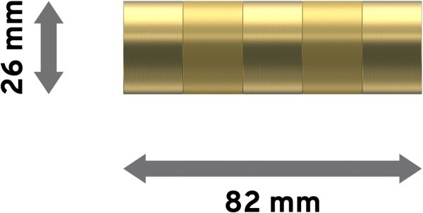 Endstücke Mavell (Zylinder) Messing-Optik / Satin-Gold für Gardinenstangen 20 mm Ø (2 Stück)