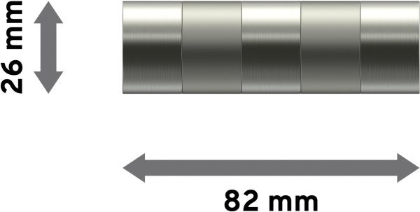 Endstücke Mavell (Zylinder) Edelstahl-Optik / Satin-Silber für Gardinenstangen 20 mm Ø (2 Stück)