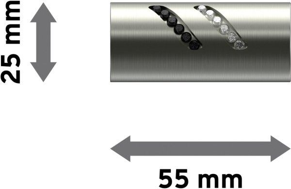 Endstücke Zoena (Zylinder Glitzer) Edelstahl-Optik für Gardinenstangen 20 mm Ø (2 Stück)