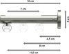 Innenlauf Gardinenstange Aluminium / Metall 20 mm Ø SITENO - Samanto Silbergrau / Edelstahl-Optik 100 cm