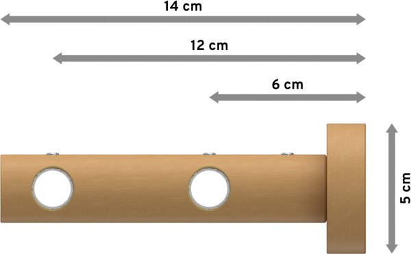 Gardinenstange Metall / Holz 16 mm Ø 2-läufig ADRIAN - Geo Schwarz / Buche lackiert