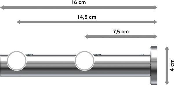 Gardinenstange Metall 20 mm Ø 2-läufig PLATON - Luino Messing Antik / Chrom (ohne Ringe)