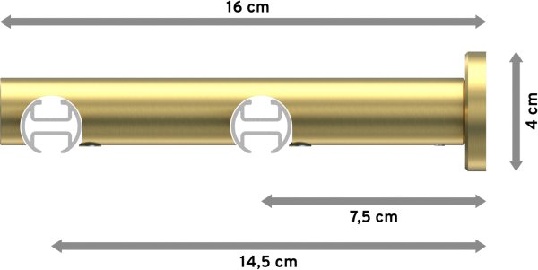 Innenlauf Gardinenstange Edelstahl-Optik / Messing-Optik 20 mm Ø 2-läufig PLATON - Mavell