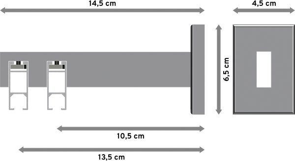Innenlauf Gardinenstange Aluminium / Metall eckig 14x35 mm 2-läufig SMARTLINE - Conex Edelstahl-Optik / Chrom (WA lang)