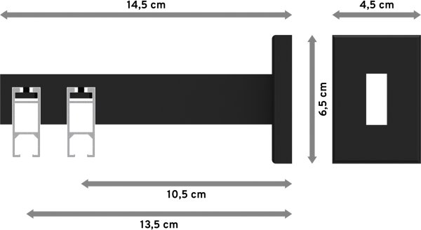 Innenlauf Gardinenstange Aluminium / Metall eckig 14x35 mm 2-läufig SMARTLINE - Paxo Edelstahl-Optik / Schwarz (WA lang)
