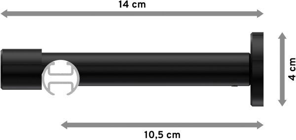 Innenlauf Gardinenstange Aluminium / Metall 20 mm Ø PRESTIGE - Santo Schwarz