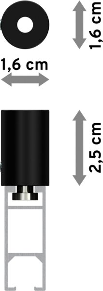Innenlauf Gardinenstange Deckenmontage Aluminium / Metall eckig 14x35 mm SONIUS - Paxo Schwarz