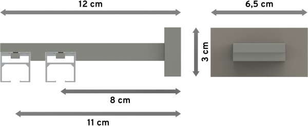 Innenlauf Gardinenstange Aluminium / Metall eckig 20x20 mm 2-läufig QUADLINE - Sono Satin-Silber