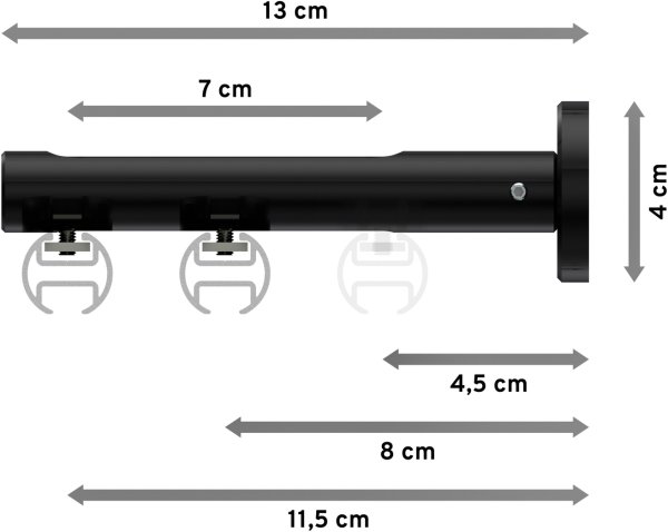 Innenlauf Gardinenstange Aluminium / Metall 20 mm Ø 2-läufig SITENO - Santo Messing-Optik / Schwarz