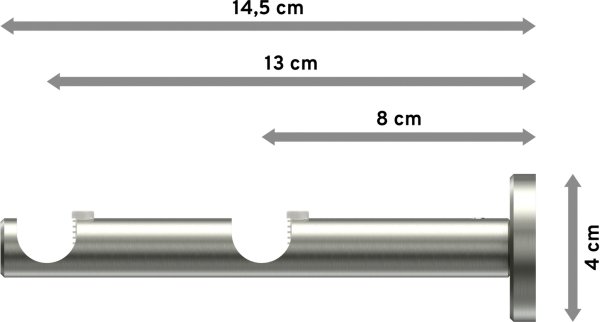 Träger Medium Edelstahl-Optik 2-läufig 8 und 13 cm für Gardinenstangen 16 mm Ø