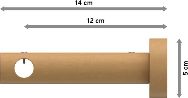 Träger Adrian Buche lackiert 1-läufig 12 cm für Gardinenstangen 16 mm Ø