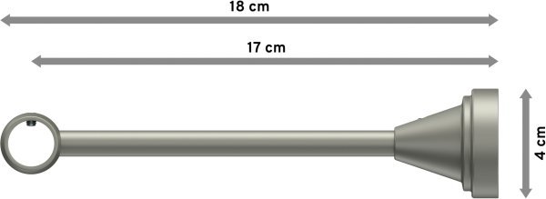 Träger Primus Chrom matt 1-läufig 17 cm für Gardinenstangen 16 mm Ø
