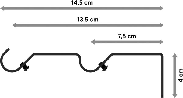 Träger Olymp Schwarz 2-läufig 7,5 und 13,5 cm für Gardinenstangen 16 mm Ø