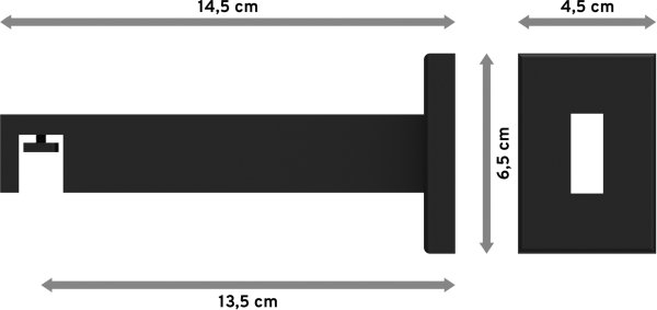 Träger Smartline Schwarz 1-läufig 13,5 cm für Innenlaufstangen 14x35 mm