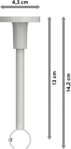 Deckenträger Sonette Weiß 1-läufig 13 cm für Gardinenstangen 20 mm Ø