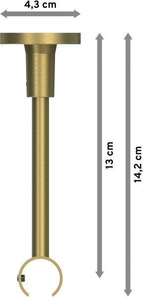 Deckenträger Sonette Messing-Optik 1-läufig 13 cm für Gardinenstangen 20 mm Ø