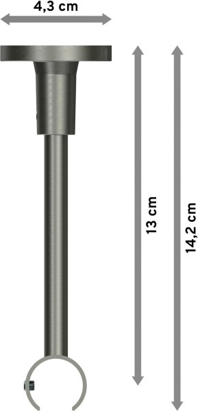 Deckenträger Sonette Edelstahl-Optik 1-läufig 13 cm für Gardinenstangen 20 mm Ø