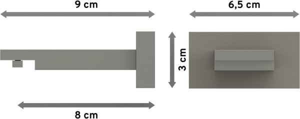 Träger Quadline Satin-Silber 1-läufig 8 cm für Innenlaufstangen 20x20 mm