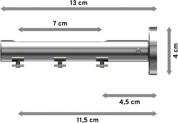 Träger Siteno Chrom 1-3-läufig 4,5 bis 11,5 cm für Innenlaufstangen 20 mm Ø