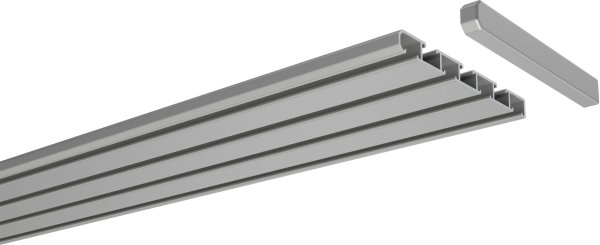 Gardinenschiene Aluminium 3- / 4-läufig SLIMLINE Silbergrau