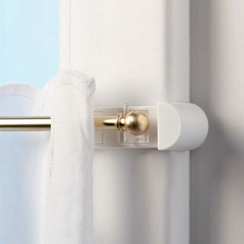 Klemmträger für Vitragestangen / Caféhausstangen Weiß (2 Stück)