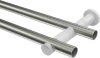Gardinenstange Edelstahl-Optik / Messing-Optik 20 mm Ø 2-läufig PLATON - Santo (ohne Ringe) 100 cm