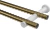 Gardinenstange Metall 20 mm Ø 2-läufig PLATON - Estana Messing Antik / Weiß (ohne Ringe) 100 cm