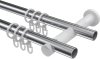 Gardinenstange Metall 20 mm Ø 2-läufig PLATON - Santo Chrom / Weiß 100 cm