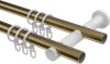 Gardinenstange Metall 20 mm Ø 2-läufig PLATON - Estana Messing Antik / Weiß 100 cm