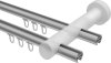 Innenlauf Gardinenstange Aluminium / Holz 20 mm Ø 2-läufig TALENT - Bero Silbergrau / Weiß lackiert 100 cm
