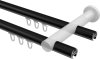 Innenlauf Gardinenstange Aluminium / Metall 20 mm Ø 2-läufig PLATON - Verano Schwarz / Edelstahl-Optik 100 cm