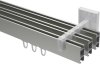 Innenlauf Gardinenstange Aluminium / Metall eckig 14x35 mm 3-läufig SMARTLINE - Conex Edelstahl-Optik / Chrom 100 cm