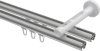 Innenlauf Gardinenstange Aluminium / Metall 20 mm Ø 2-läufig SITENO - Elanto Silbergrau / Messing-Optik 100 cm