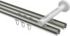 Innenlauf Gardinenstange Aluminium / Metall 20 mm Ø 2-läufig SITENO - Savio Edelstahl-Optik / Schwarz 100 cm