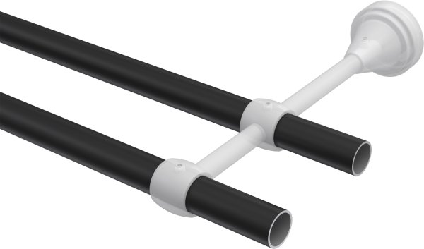 Gardinenstange Metall 16 mm Ø 2-läufig PRIMUS - Alessia Schwarz / Messing Antik (ohne Ringe)