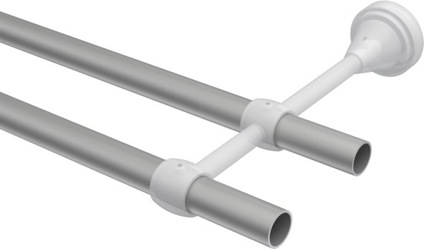 Gardinenstange Metall 16 mm Ø 2-läufig PRIMUS - Alessia Silbergrau / Messing Antik (ohne Ringe)