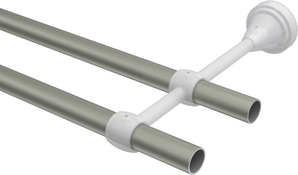 Gardinenstange Metall 16 mm Ø 2-läufig PRIMUS - Alessia Chrom matt / Messing Antik (ohne Ringe)