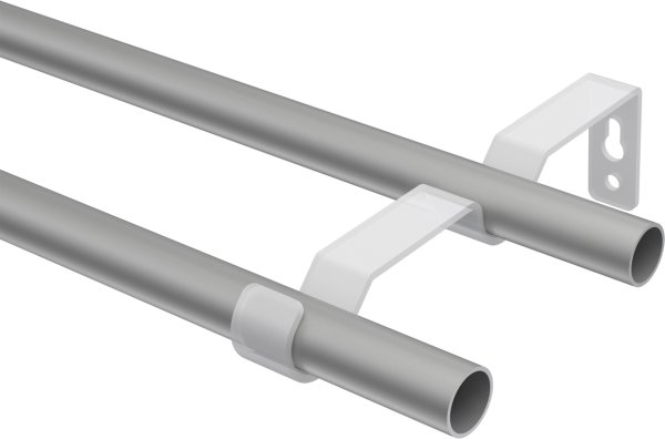 Gardinenstange Metall 16 mm Ø 2-läufig OLYMP - Alessia Silbergrau / Messing Antik (ohne Ringe)