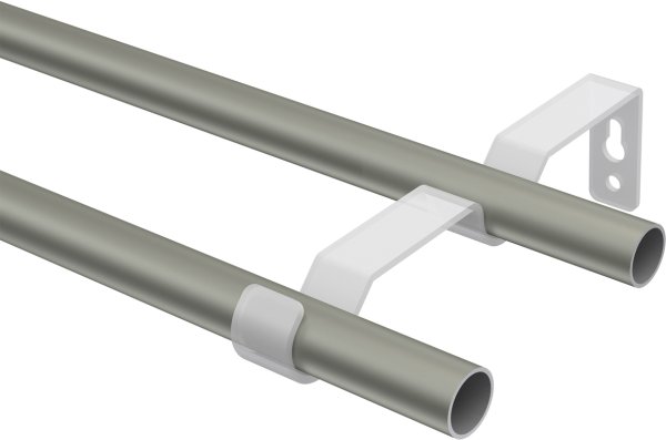 Gardinenstange Metall 16 mm Ø 2-läufig OLYMP - Alessia Chrom matt / Messing Antik (ohne Ringe)