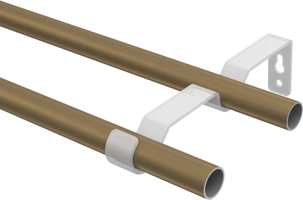 Gardinenstange Metall 16 mm Ø 2-läufig OLYMP - Alessia Gold matt / Messing Antik (ohne Ringe)