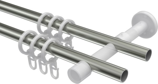 Gardinenstange Edelstahl-Optik 16 mm Ø 2-läufig SINUX - Casa