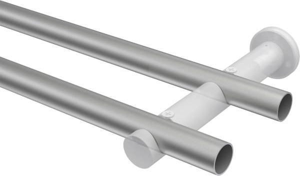 Gardinenstange Metall 20 mm Ø 2-läufig PLATON - Savio Silbergrau / Chrom (ohne Ringe)