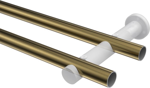 Gardinenstange Metall 20 mm Ø 2-läufig PLATON - Luino Messing Antik / Chrom (ohne Ringe)