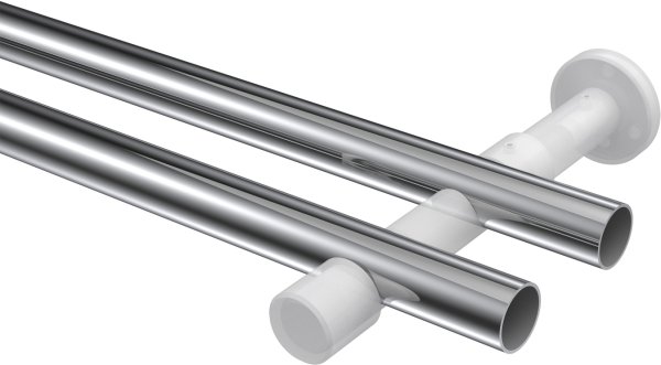 Gardinenstange Metall 20 mm Ø 2-läufig PRESTIGE - Verano Chrom / Weiß (ohne Ringe)