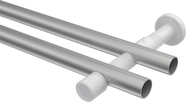 Gardinenstange Metall 20 mm Ø 2-läufig PRESTIGE - Savio Silbergrau / Chrom (ohne Ringe)
