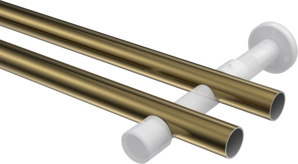 Gardinenstange Metall 20 mm Ø 2-läufig PRESTIGE - Luino Messing Antik / Chrom (ohne Ringe)