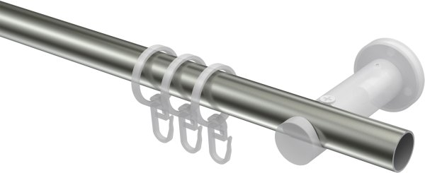 Gardinenstange Metall 20 mm Ø PLATON - Sitra Edelstahl-Optik / Weiß