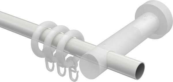 Gardinenstange Metall / Holz 20 mm Ø TALENA - Bero Weiß / Buche lackiert