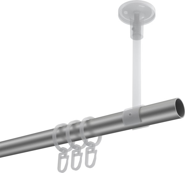 Gardinenstange Metall 20 mm Ø SONETTE - Santo Silbergrau / Edelstahl-Optik