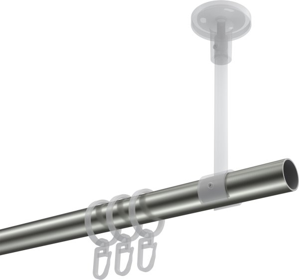 Gardinenstange Metall 20 mm Ø SONETTE - Sitra Edelstahl-Optik / Weiß